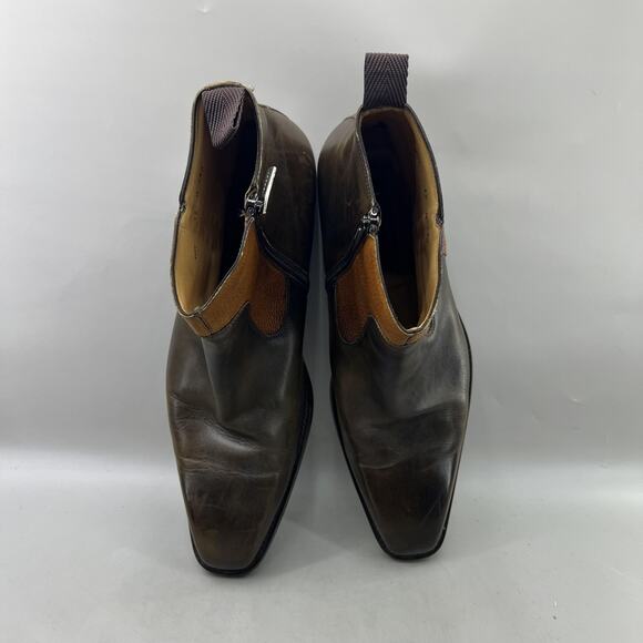 Mezlan Pitt Side Zip Dress Boots Men Size 12 Brown Leather Ankle Chelsea Shoes main image 5